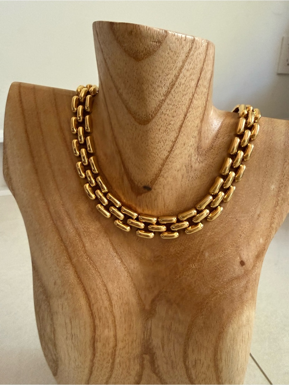 Vintage Gold Plated Panther Link Chain Necklace - Women's Jewelry